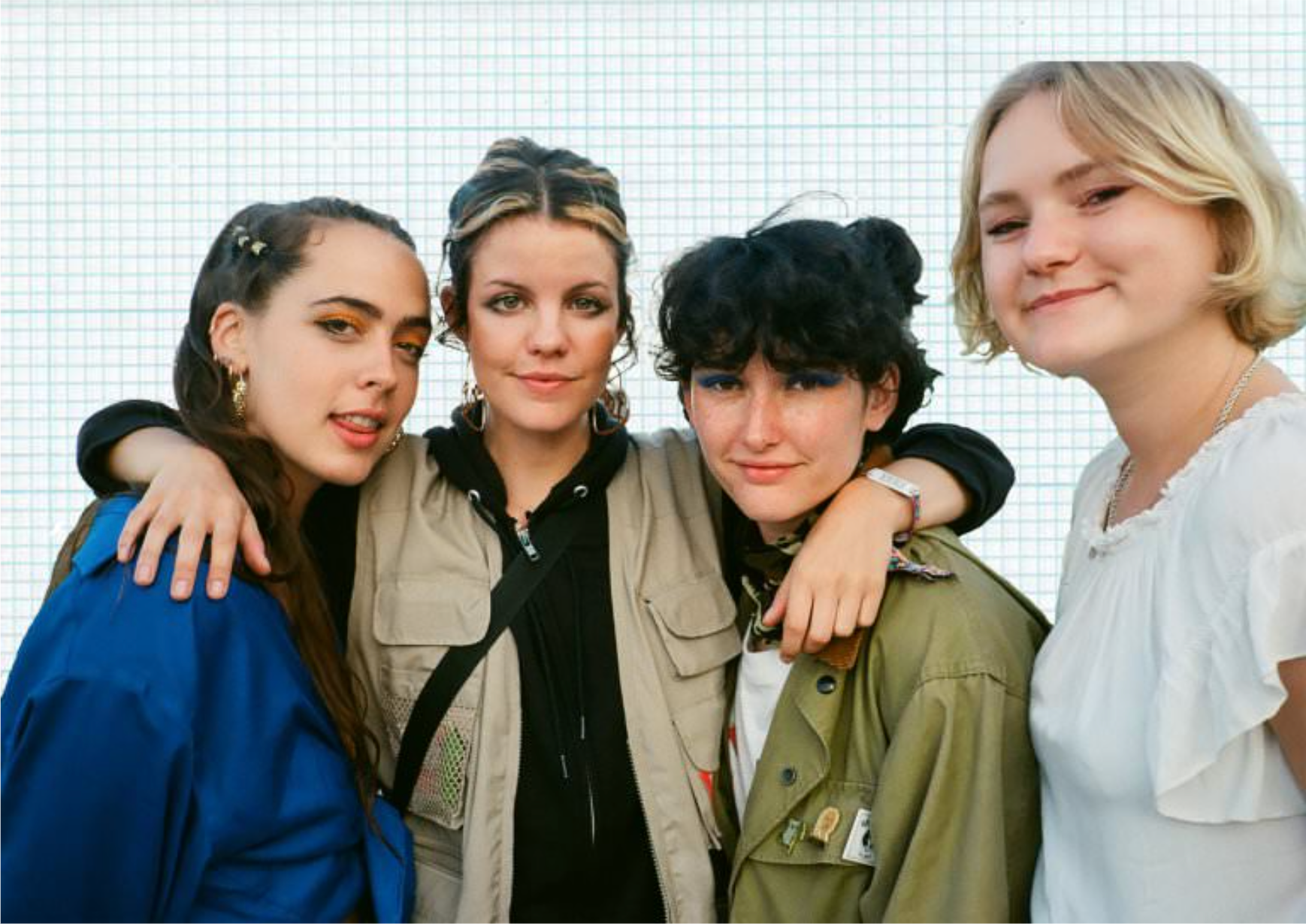 spanish band hinds collaged with grid background